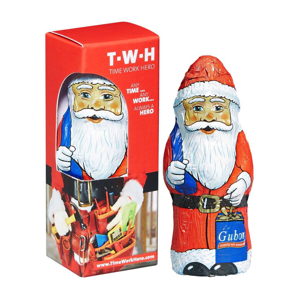 Chocolade Kerstman in een doosje - met logo of onbedrukt bestellen