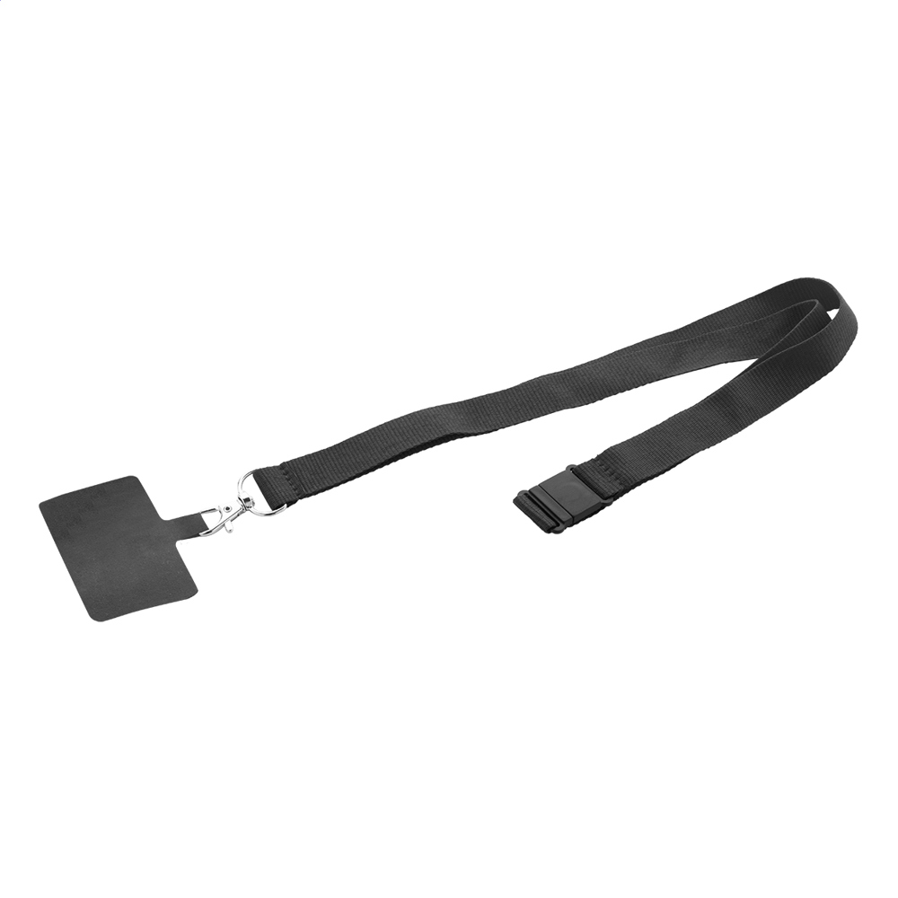 Revent Call - RPET mobiele houder lanyard - kopen of bedrukken - Zwart