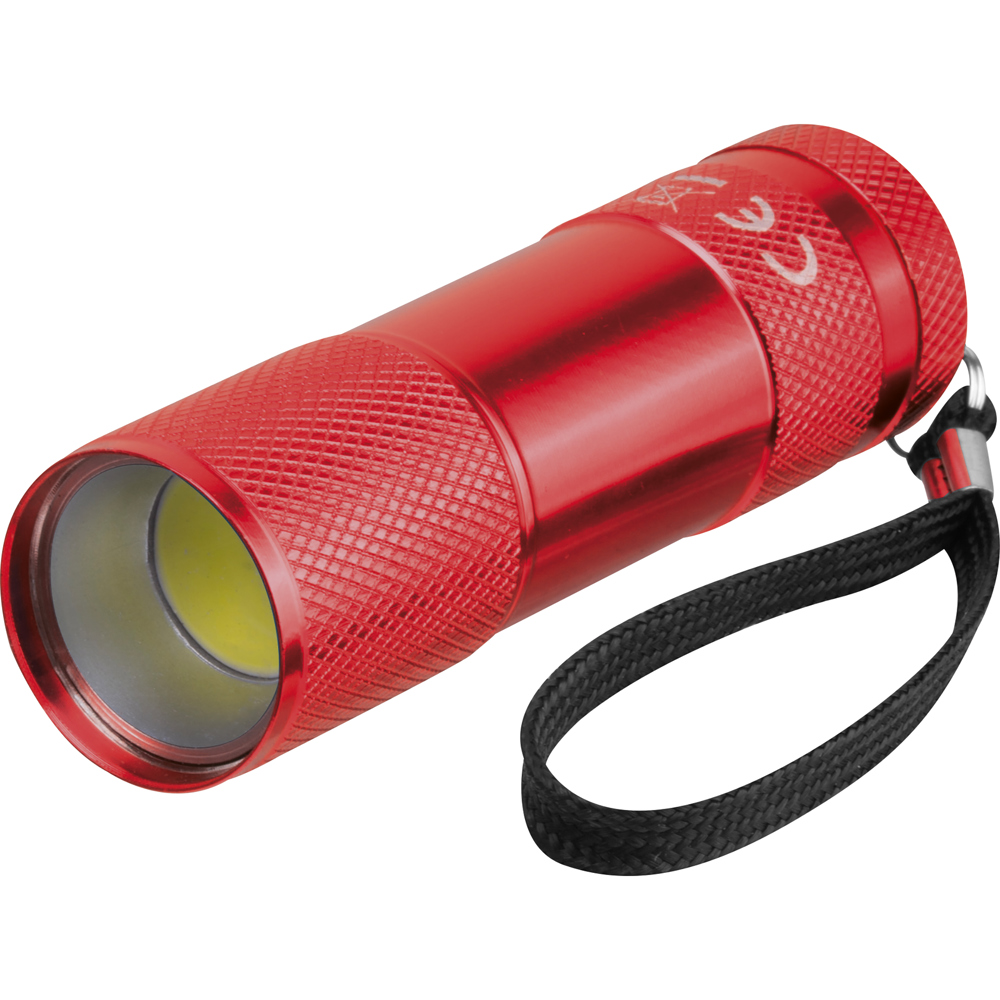 Aluminium zaklamp 9 LED - bedrukt of onbedrukt verkrijgbaar - Rood