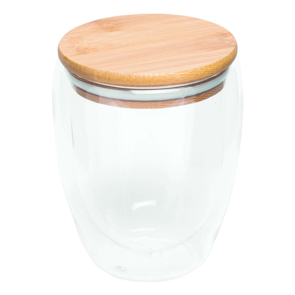 BAMBOO ART M - Dubbelwandig glas, inhoud ca. 350 ml. - voor bedrijven en relatiegeschenken