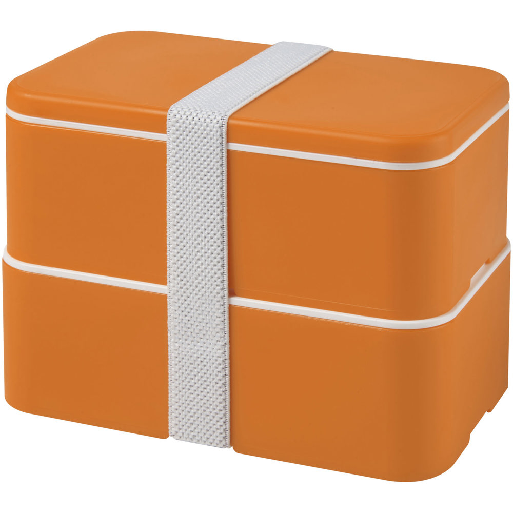 MIYO 700+700 ml dubbellaagse lunchbox - met logo of onbedrukt bestellen - Oranje, Oranje, Wit