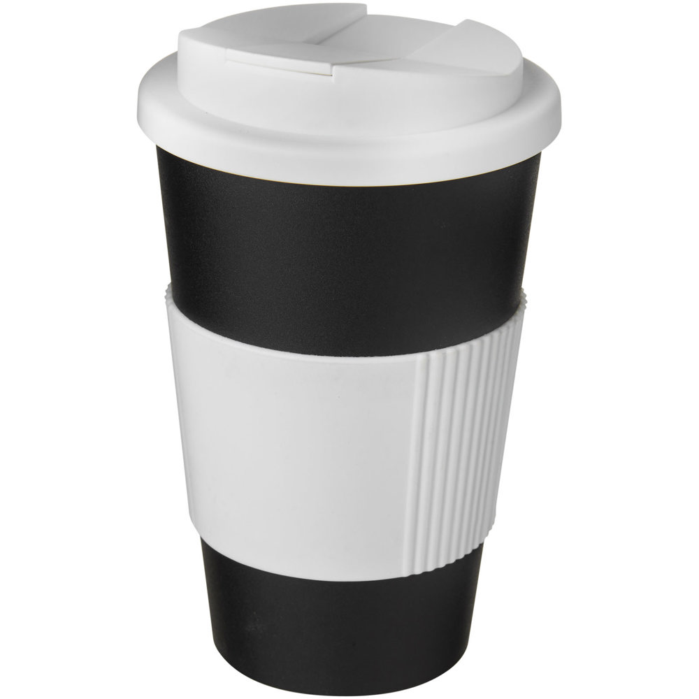 Americano® 350 ml geïsoleerde beker met handvat - voor bedrijven en relatiegeschenken - Zwart, Wit