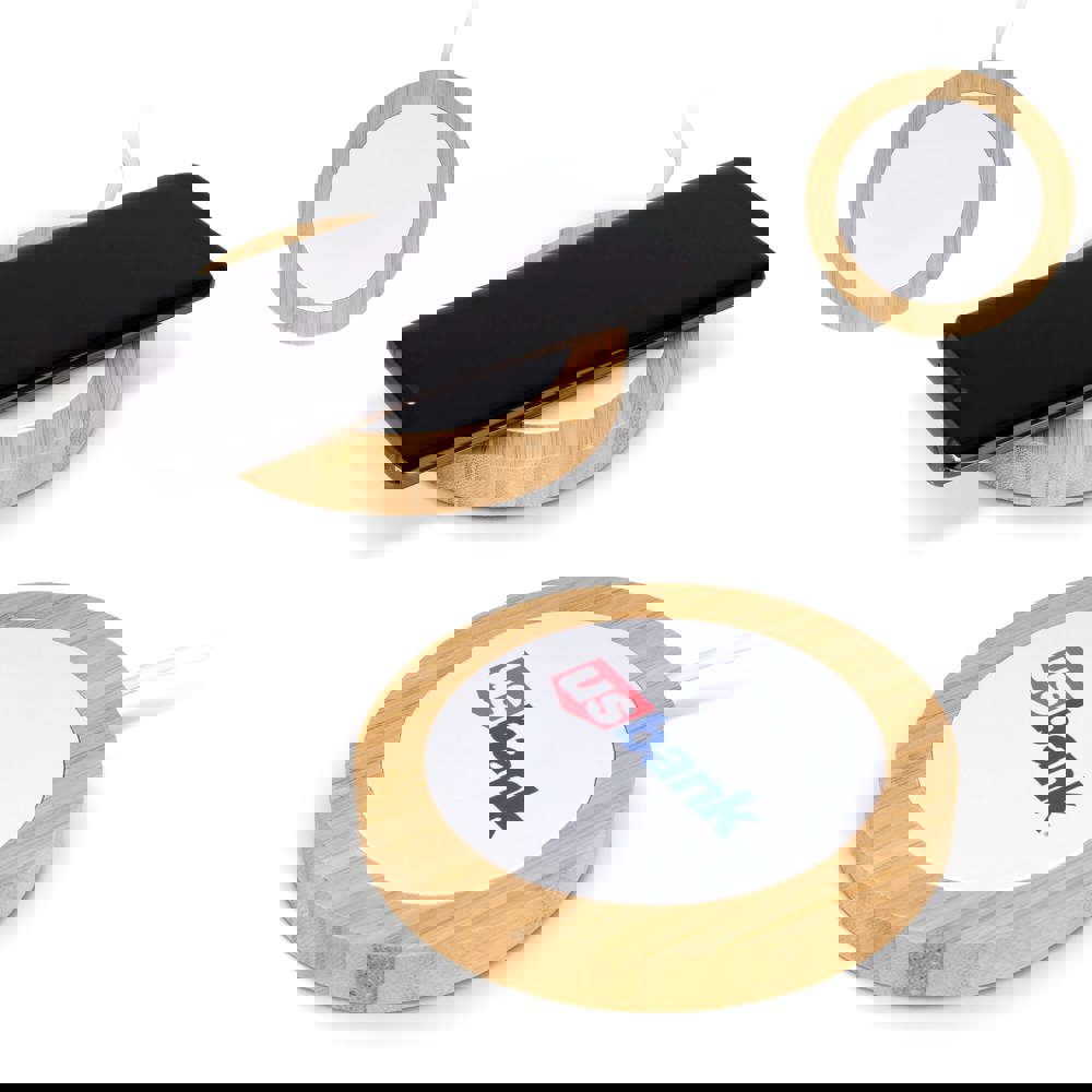 Draadloze oplader bamboe & RABS 15W - kopen of bedrukken