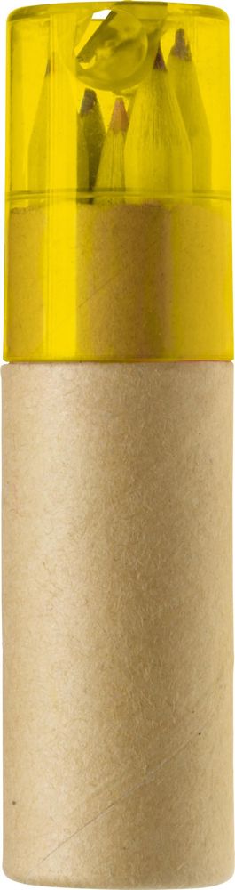 ABS en kartonnen koker met potloden Libbie - voor bedrijven en relatiegeschenken - Geel