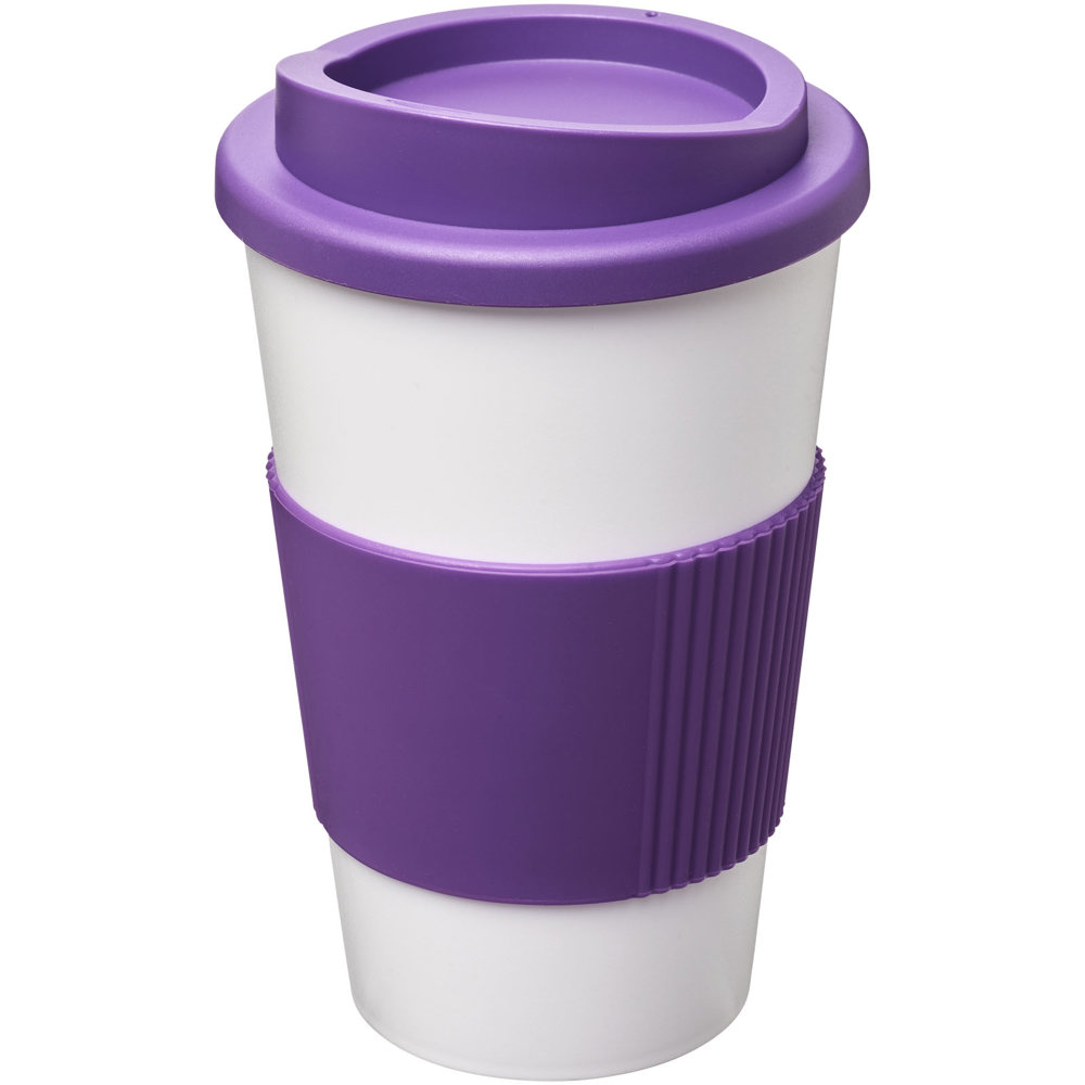 Americano® 350 ml geïsoleerde beker met grip - kopen of bedrukken - Wit, Paars