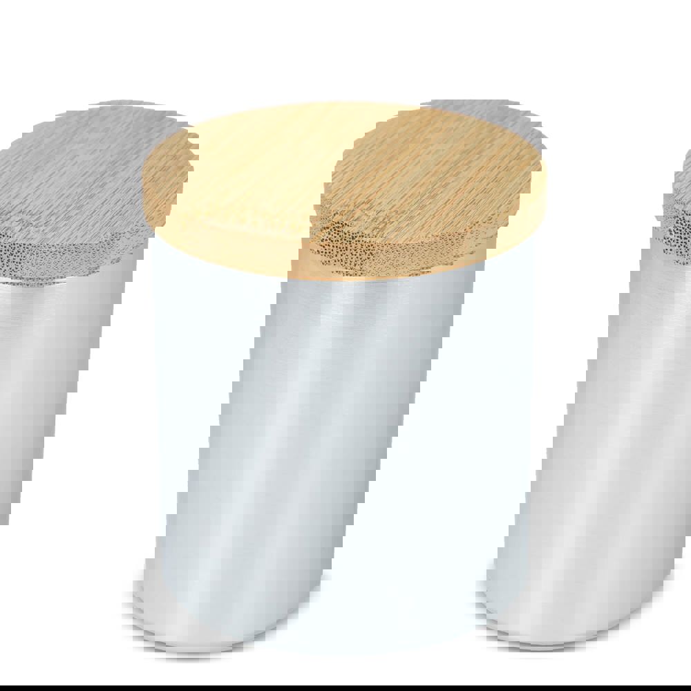 Bhakti plantaardige geurkaars in gerecycled aluminium potje - met logo of onbedrukt bestellen - zilver