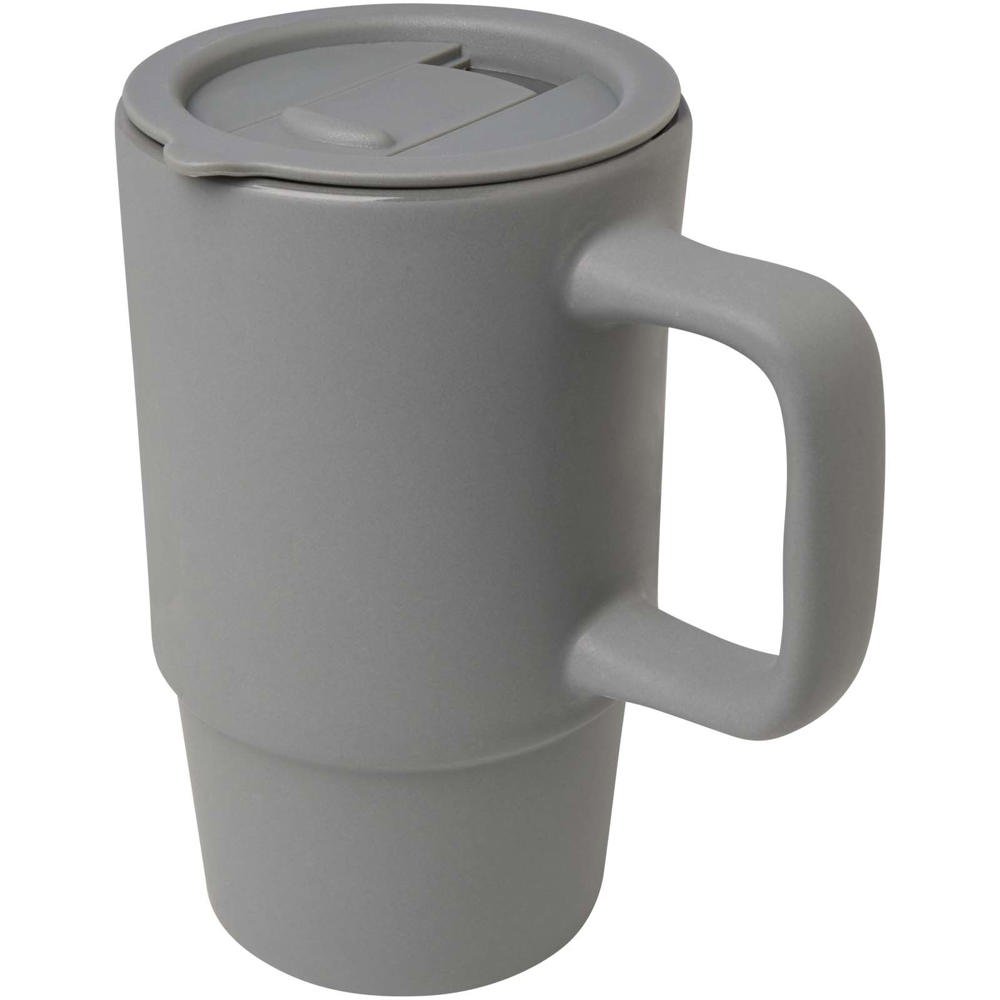 Carter 450 ml mok van keramiek met plastic deksel - kopen of bedrukken - grijs