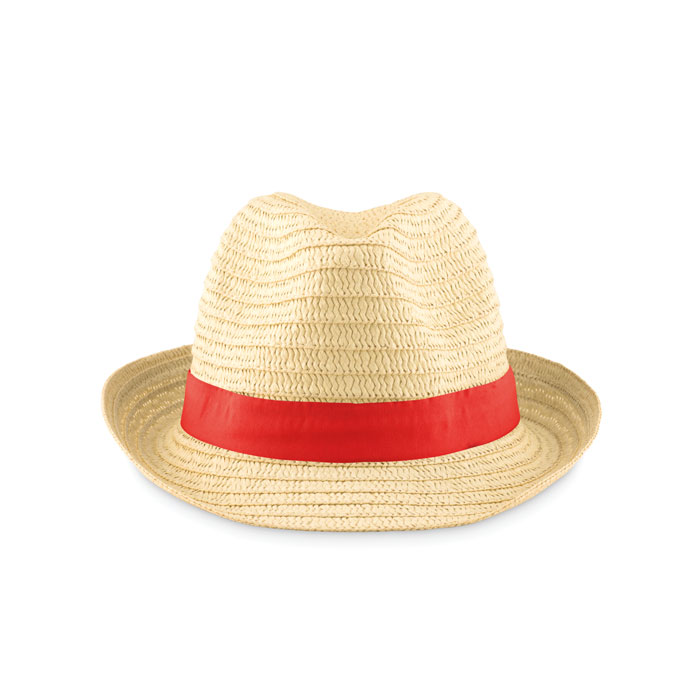 BOOGIE - Strohoed naturel - kopen of bedrukken - rood