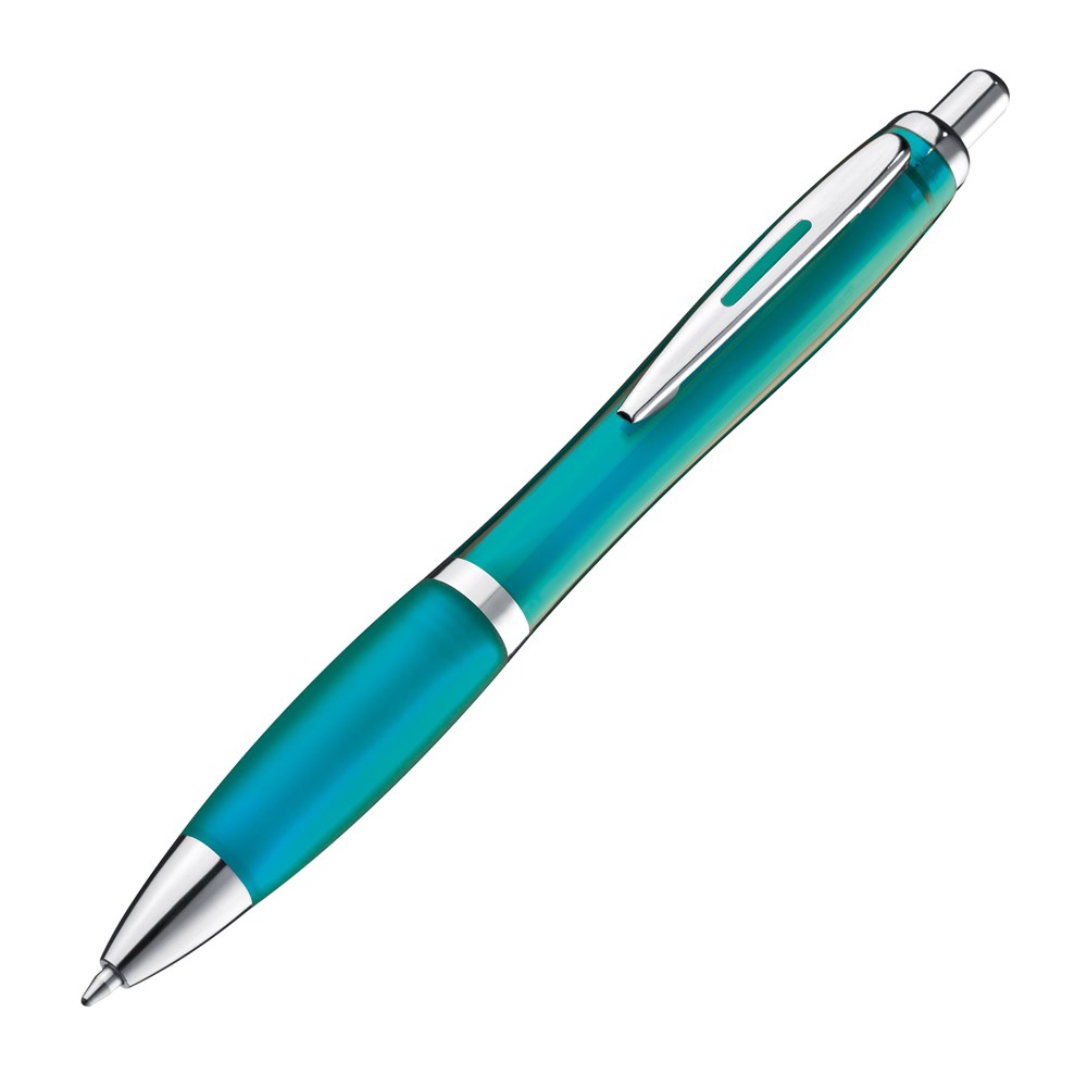 Pen met zilveren metalen clip - voor bedrijven en relatiegeschenken - Turquoise