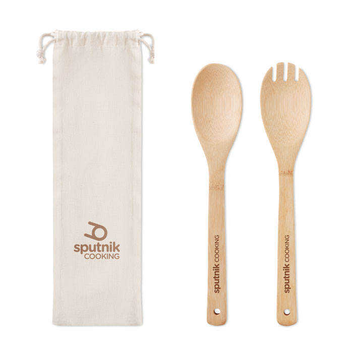 MAYEN SET - Bamboe saladebestek - met logo of onbedrukt bestellen