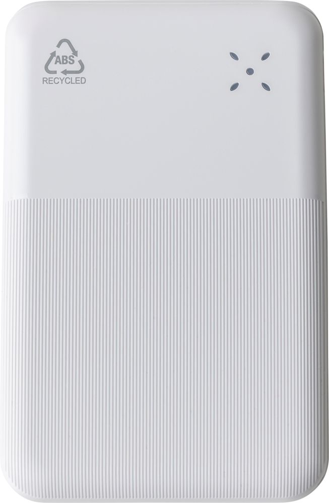 Gerecycled ABS powerbank Tavi - voor bedrijven en relatiegeschenken - Wit
