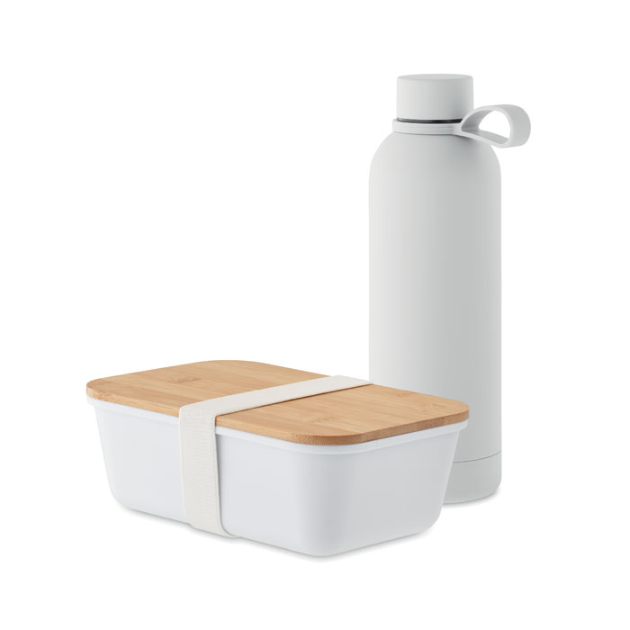 EMERALD SET - Cadeauset lunchbox en fles - kopen of bedrukken - wit