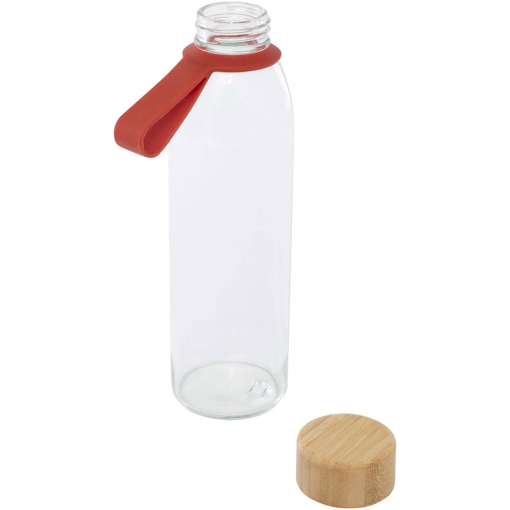 Porto 500 ml glazen waterfles met siliconen handgreep en bamboe deksel 