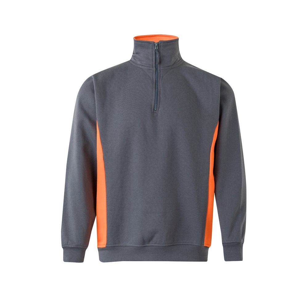 VL SVAROG. Tweekleurig sweatshirt van badstof (260g/m²), van polyester (65%) en katoen (35%) - voor bedrijven - Grijs, Oranje
