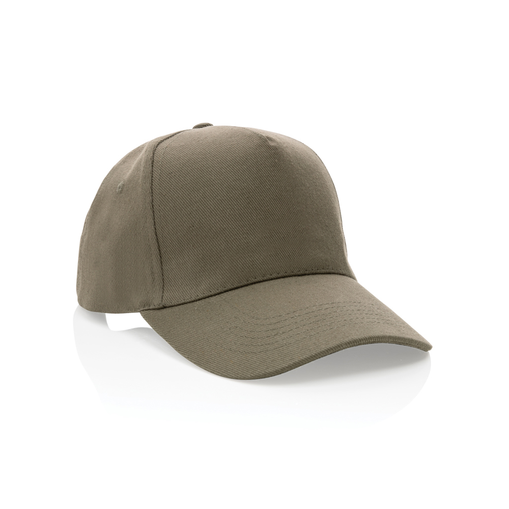 Impact AWARE™ 5 panel 280gr recycled katoenen cap - bedrukt of onbedrukt verkrijgbaar - groen (± PMS Green)