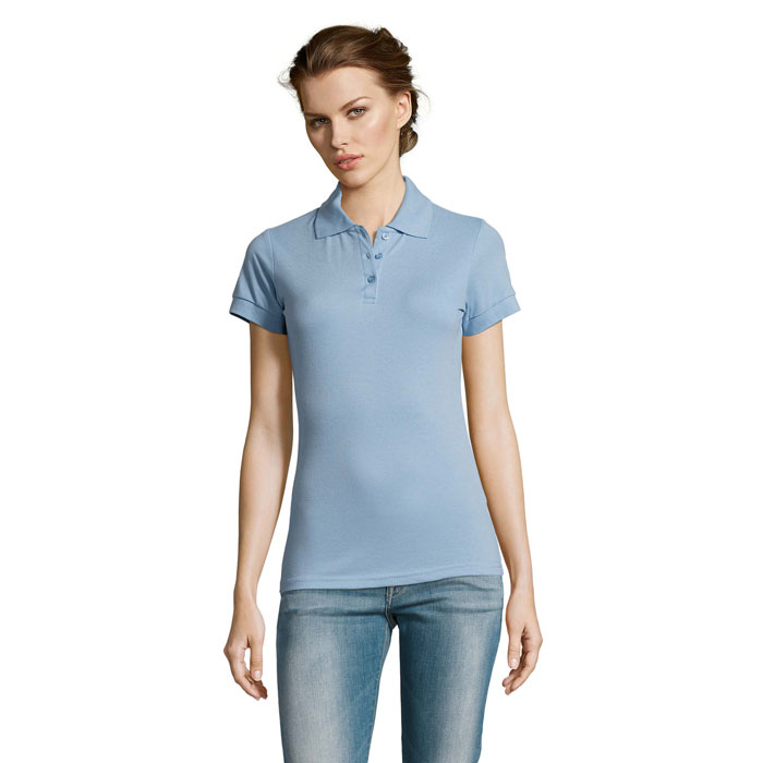 PRIME WOMEN - PRIME dames polo200g - bedrukt of onbedrukt verkrijgbaar - Sky Blue Pique