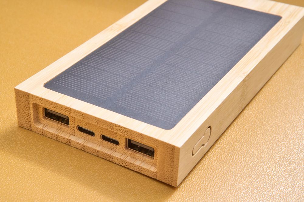 Bamboe zonne-energie powerbank Elz