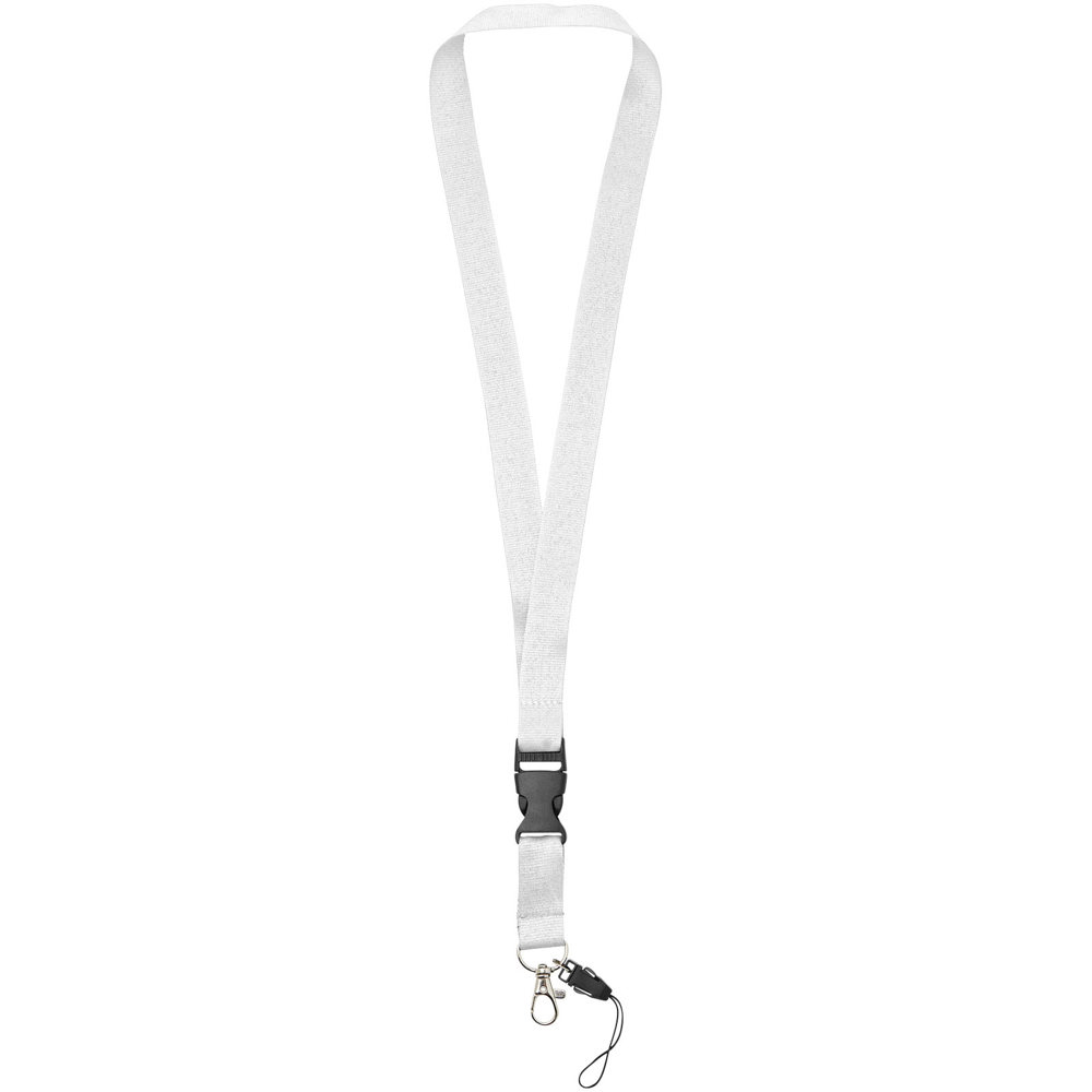Sagan lanyard met afneembare gesp en telefoonhouder - voor bedrijven en relatiegeschenken - Wit