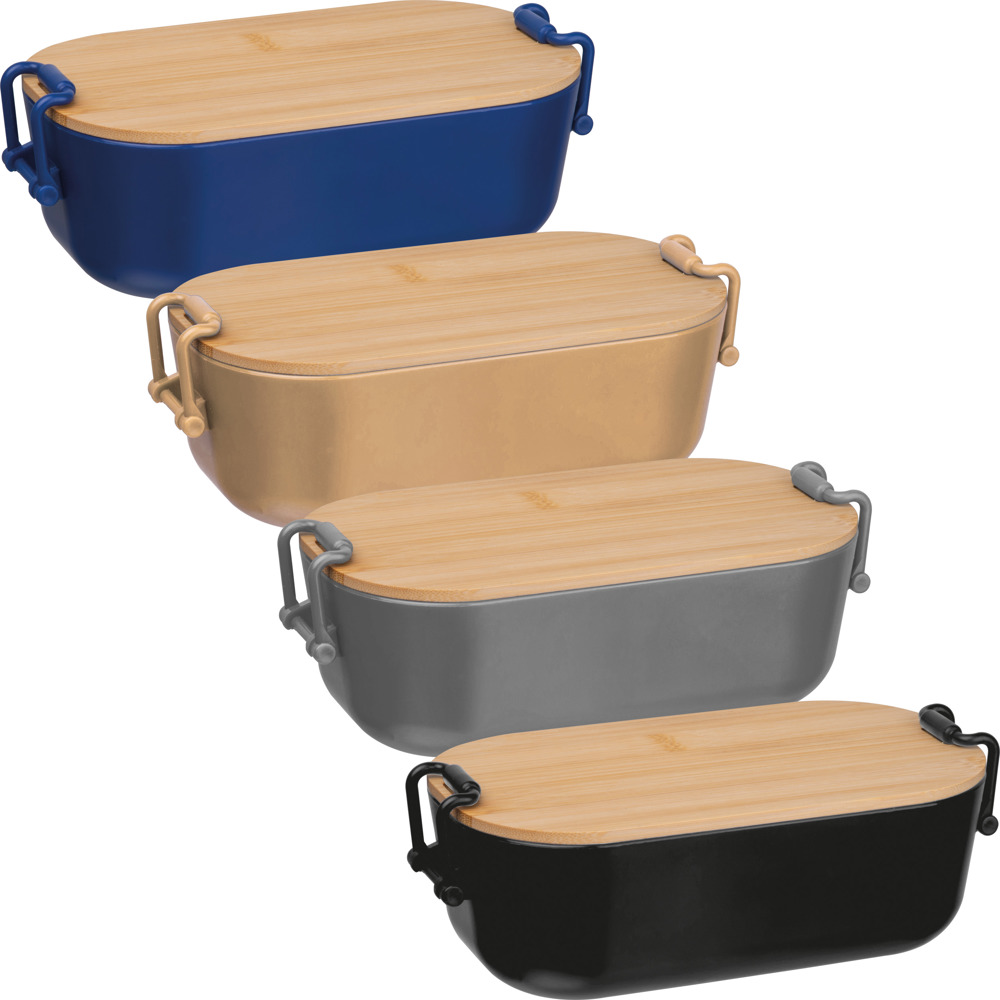 Lunchbox met bamboe deksel en clipsluiting