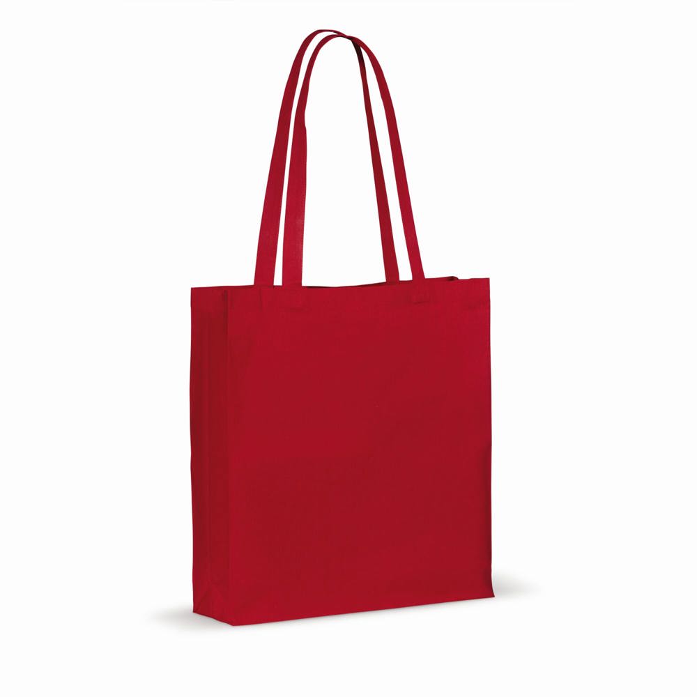 Draagtas gerecycled katoen met bodem 140g/m² 38x10x42cm - met logo of onbedrukt bestellen - rood