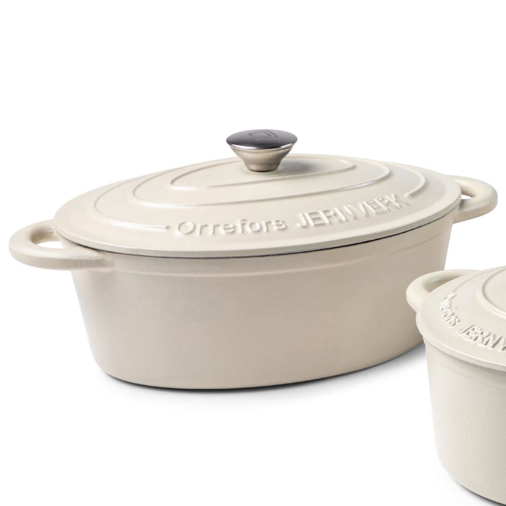 Orrefors Jernverk Ovale geëmailleerde braadpan 3.5L - voor bedrijven en relatiegeschenken - Crème