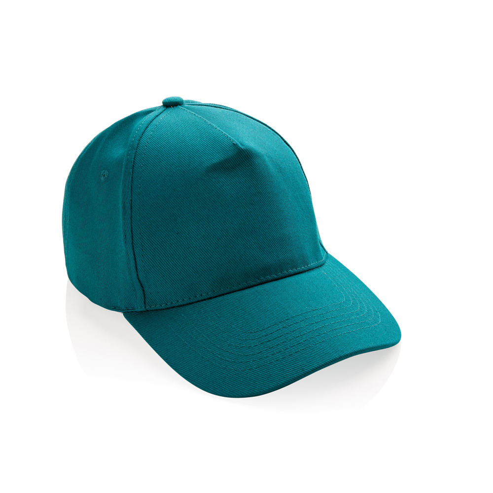 Impact AWARE™ 5 panel 280gr recycled katoenen cap - bedrukt of onbedrukt verkrijgbaar - verdigris (± PMS 18-4834TCX)