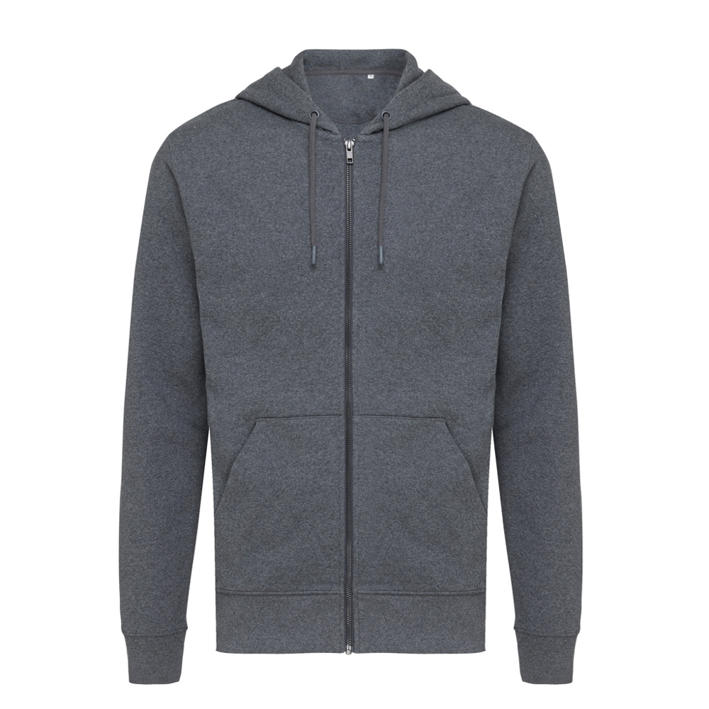 IQONIQ Abisko gerecycled katoen hoodie met rits - met logo of onbedrukt bestellen - heather anthracite (± PMS heather anthracite)