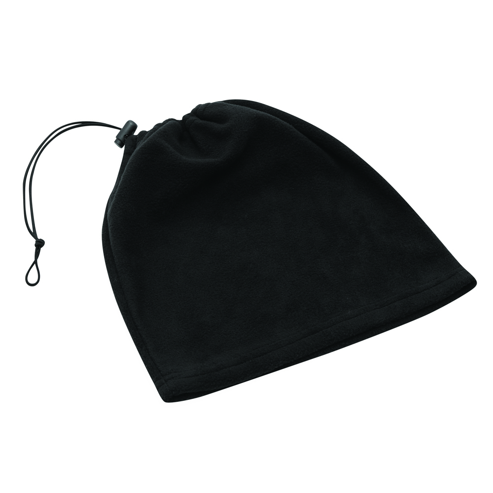 VARIOUS - Muts/ sjaalcombinatie van fleece - met logo of onbedrukt bestellen - Zwart