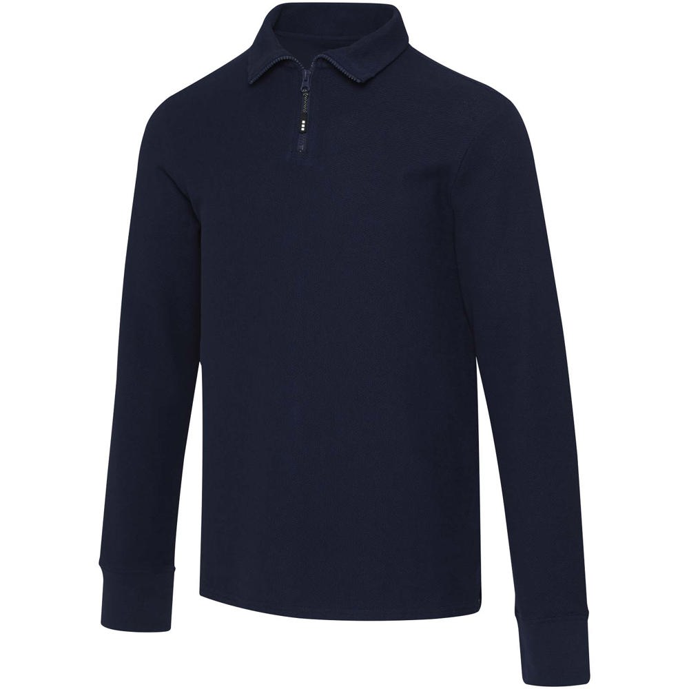 Zeus uniseks half-zip poloshirt met lange mouwen - kopen of bedrukken - Marineblauw