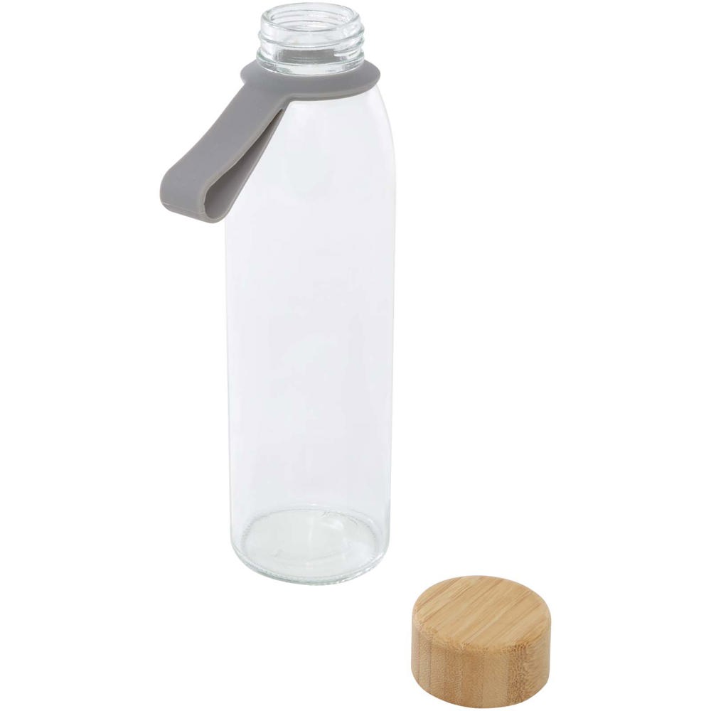 Porto 500 ml glazen waterfles met siliconen handgreep en bamboe deksel 