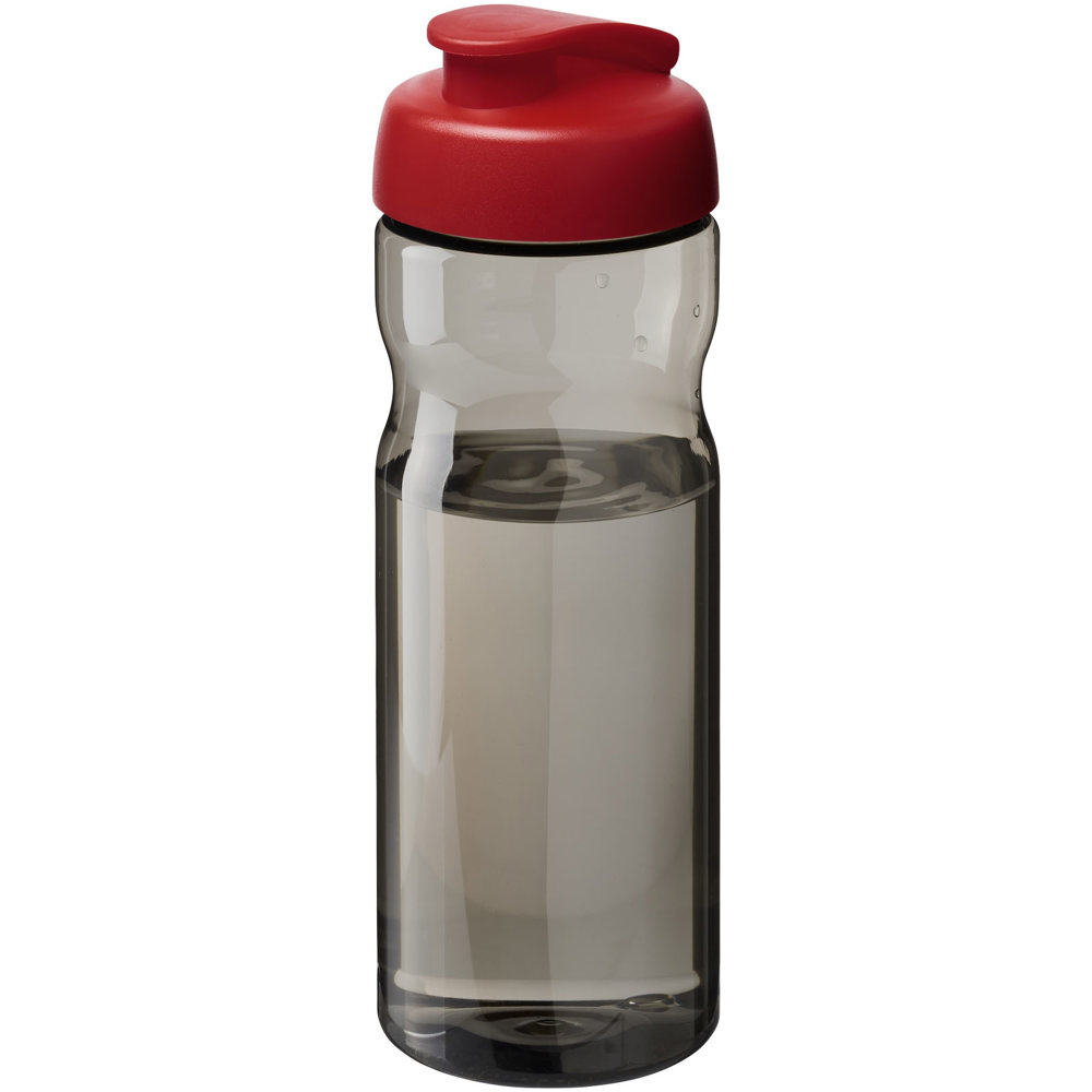 H2O Active® Eco Base drinkfles van 650 ml met klapdeksel - voor bedrijven en relatiegeschenken - Rood, Houtskool