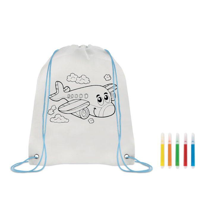 CARRYDRAW - Non-woven trekkoord rugzak - met logo of onbedrukt bestellen - Babyblauw