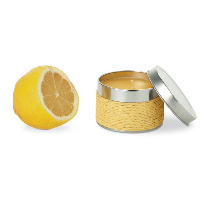 DELICIOUS - Geurkaars in blikje - voor bedrijven en relatiegeschenken - geel