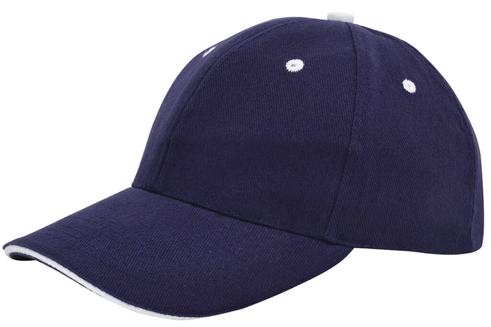 Brushed sandwich cap - bedrukt of onbedrukt verkrijgbaar - Navy (PMS 533c) / Wit