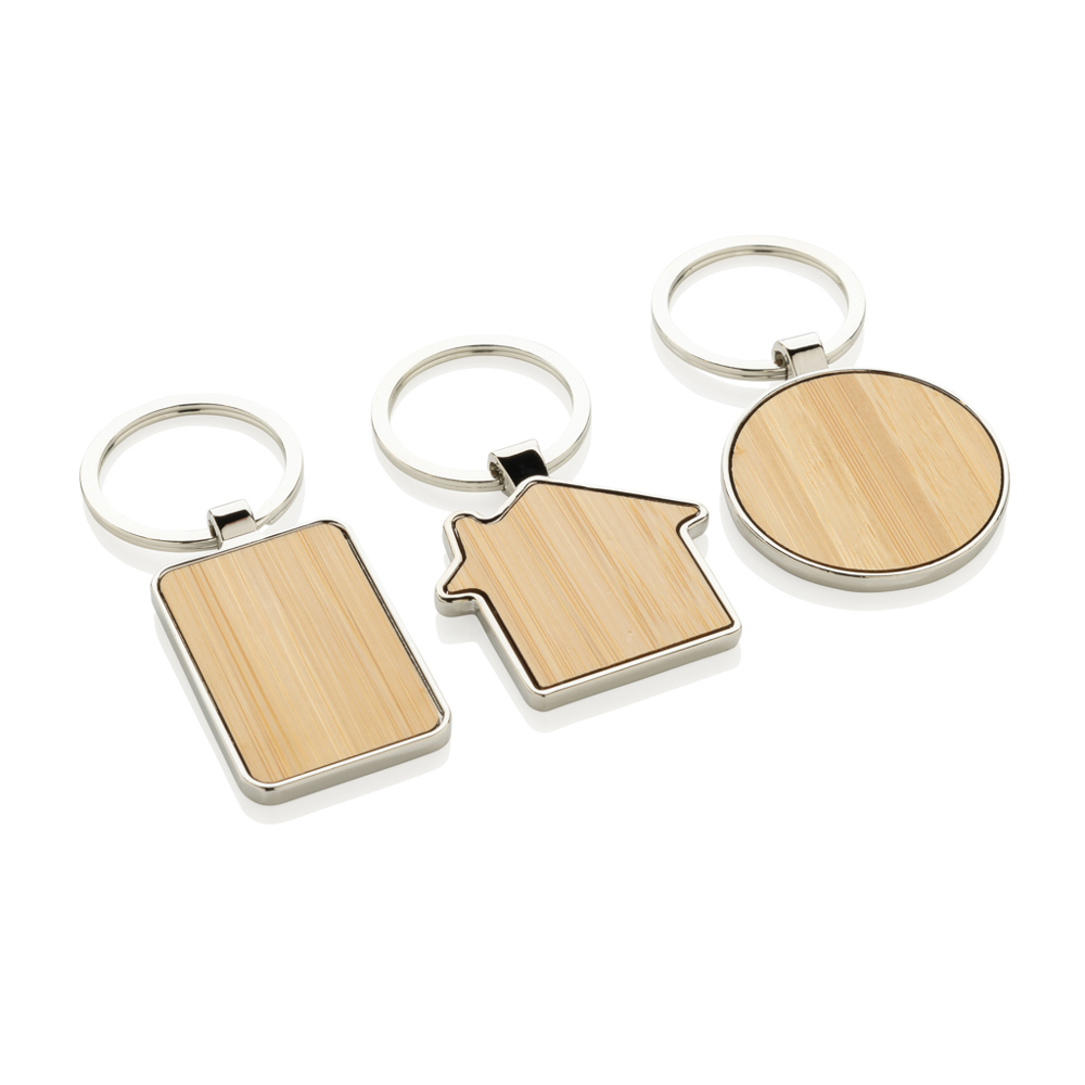 RCS huissleutelhanger van gerecycled zinc alloy met bamboe - kopen of bedrukken