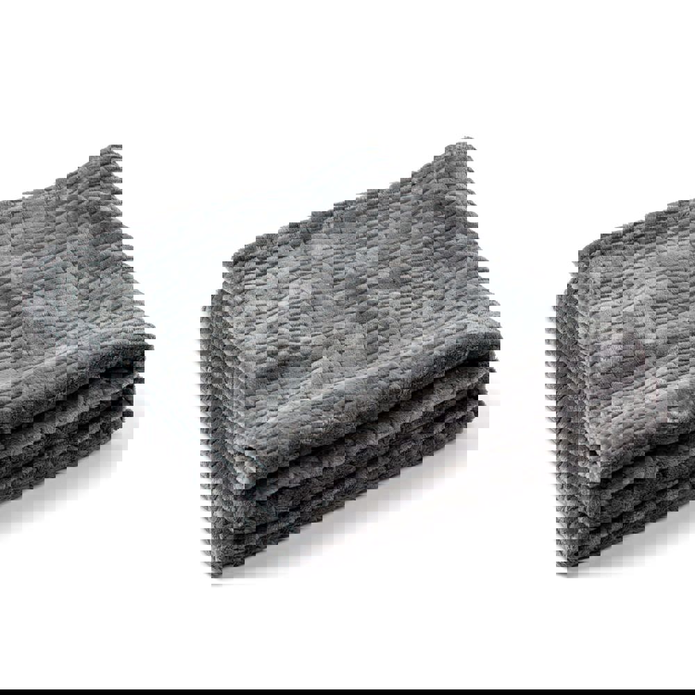 Kosta Linnewafveri Fleece deken Jaquard 130x170 cm - kopen of bedrukken - donker grijs