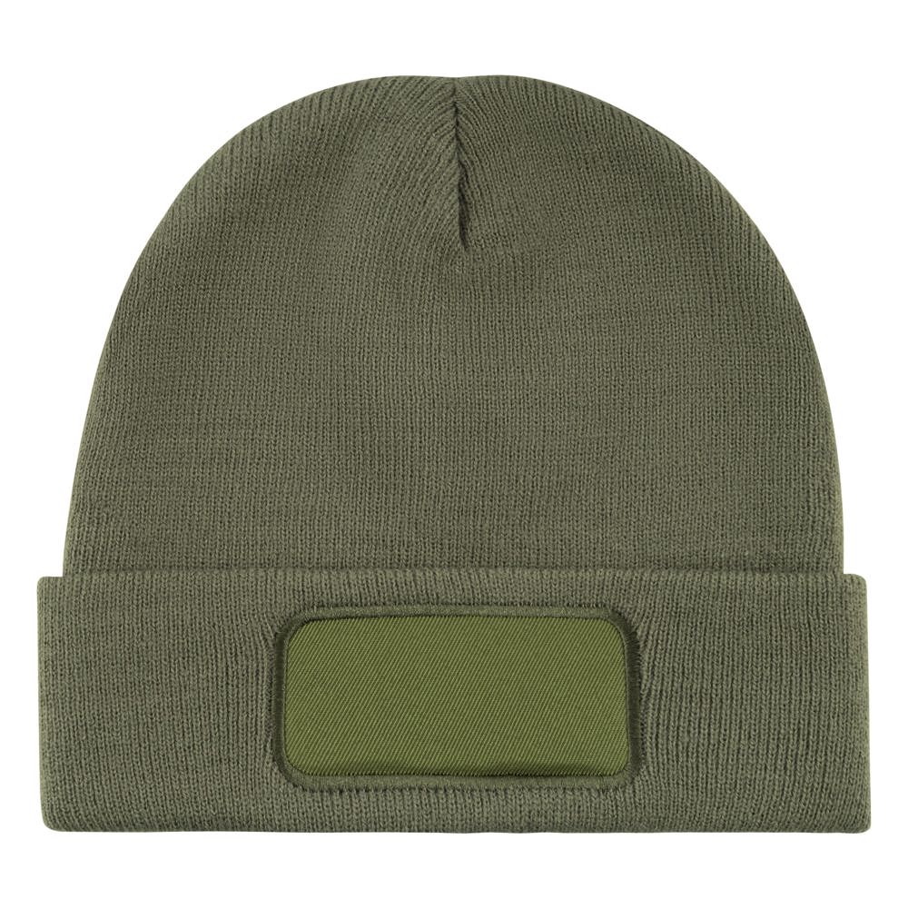 Gebreide muts met label - kopen of bedrukken - Olijfgroen (PMS 7764C) / Olijfgroen