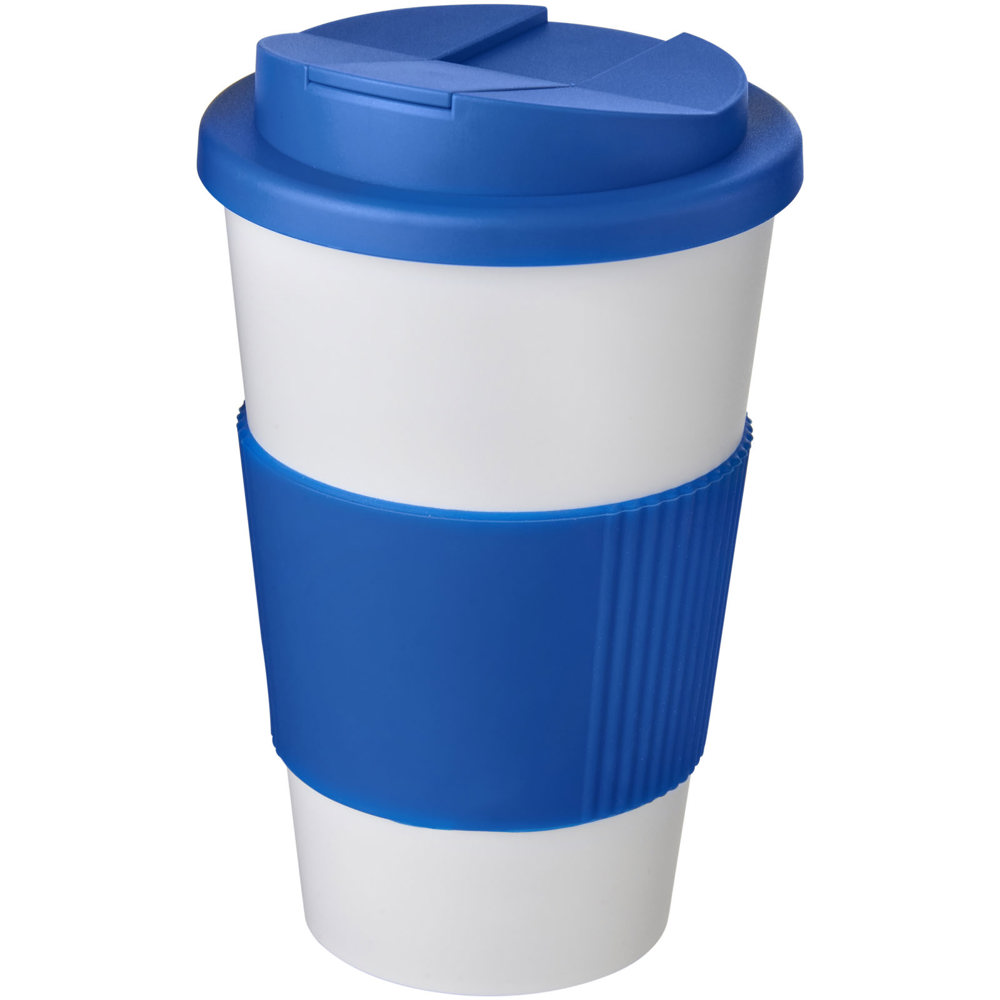 Americano® 350 ml geïsoleerde beker met handvat - voor bedrijven en relatiegeschenken - Wit, Middenblauw