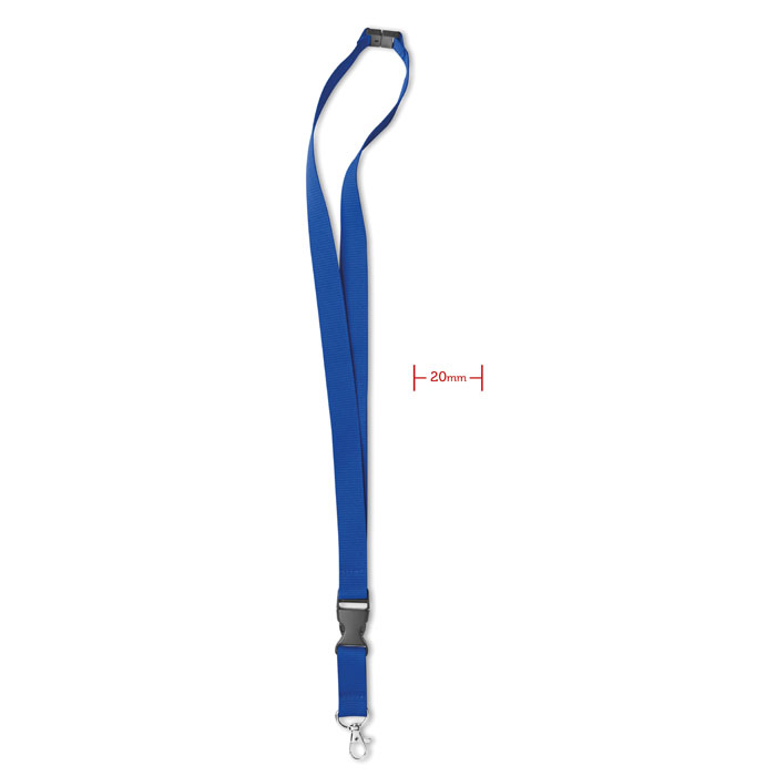 LANY - Lanyard, metalen haak. 20 mm - voor bedrijven en relatiegeschenken - Royal Blauw