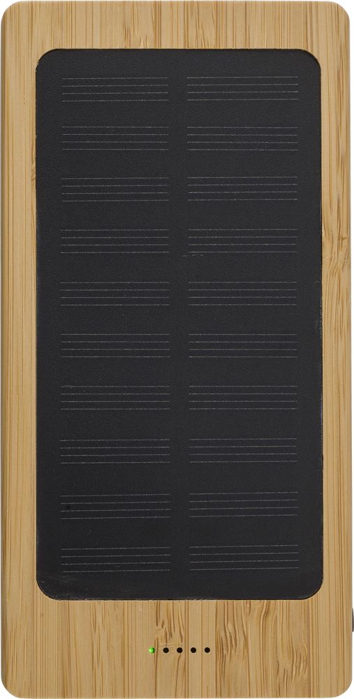 Bamboe powerbank zonne-energie Joan - met logo of onbedrukt bestellen - bamboe