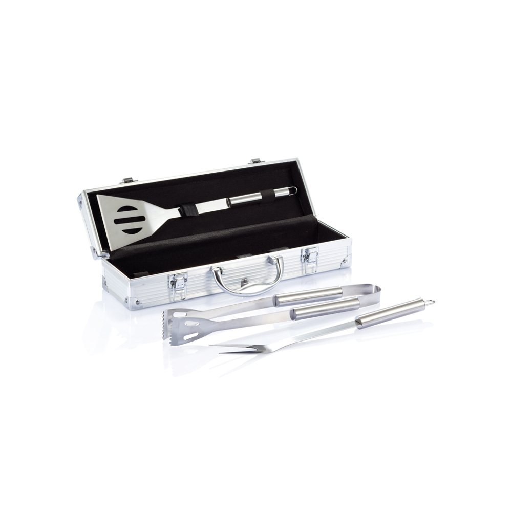 3-delige barbecue set in aluminium koffer - voor bedrijven en relatiegeschenken