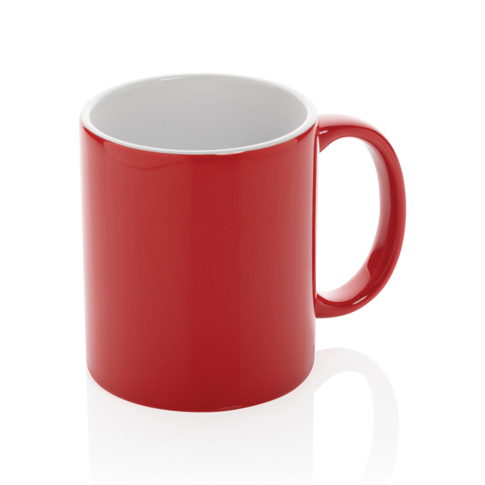 Keramische classic mok 350 ml - met logo of onbedrukt bestellen - rood (± PMS 19-1662TCX)