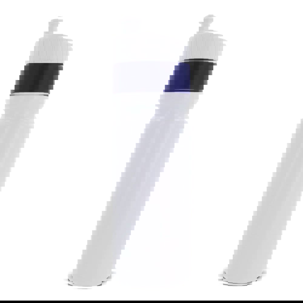 Sport bidon met rand 750ml - voor bedrijven en relatiegeschenken - Wit / Donkerblauw