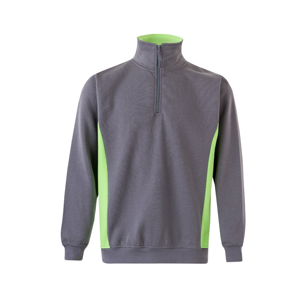 VL SVAROG. Tweekleurig sweatshirt van badstof (260g/m²), van polyester (65%) en katoen (35%) - voor bedrijven - Grijs, Groen