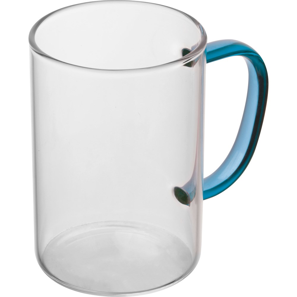 Theeglas met gekleurd oortje - kopen of bedrukken - Blauw