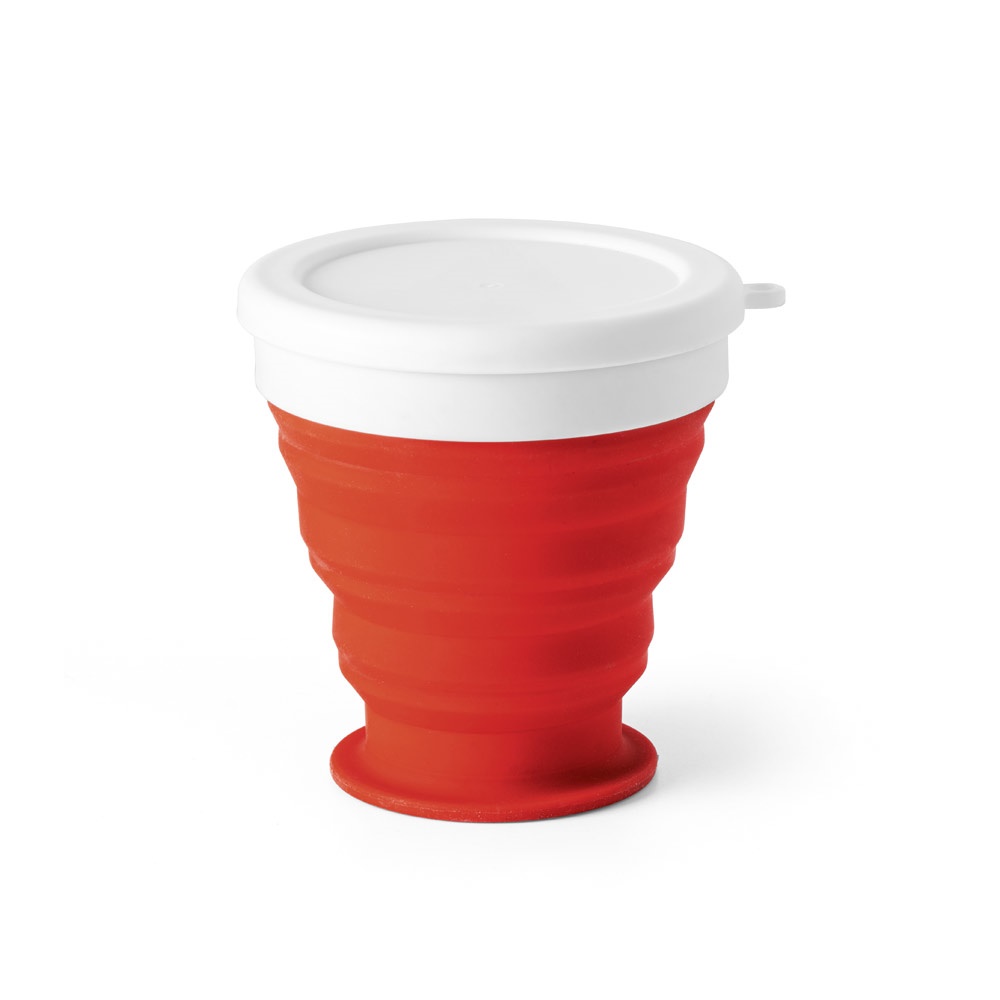 ASTRADA. Opvouwbare reisbeker van silicone en PP 250 mL - met logo of onbedrukt bestellen - Rood