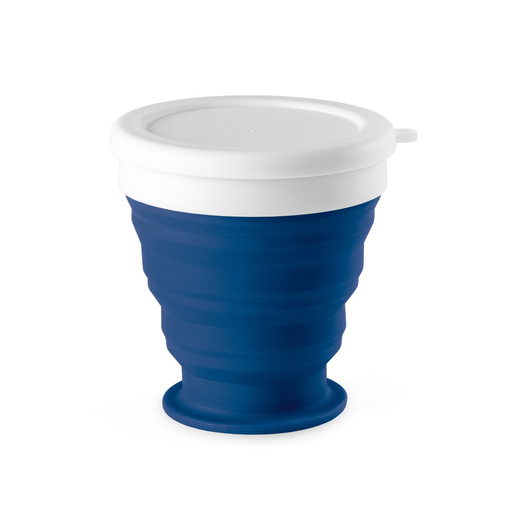 ASTRADA. Opvouwbare reisbeker van silicone en PP 250 mL - met logo of onbedrukt bestellen - Blauw
