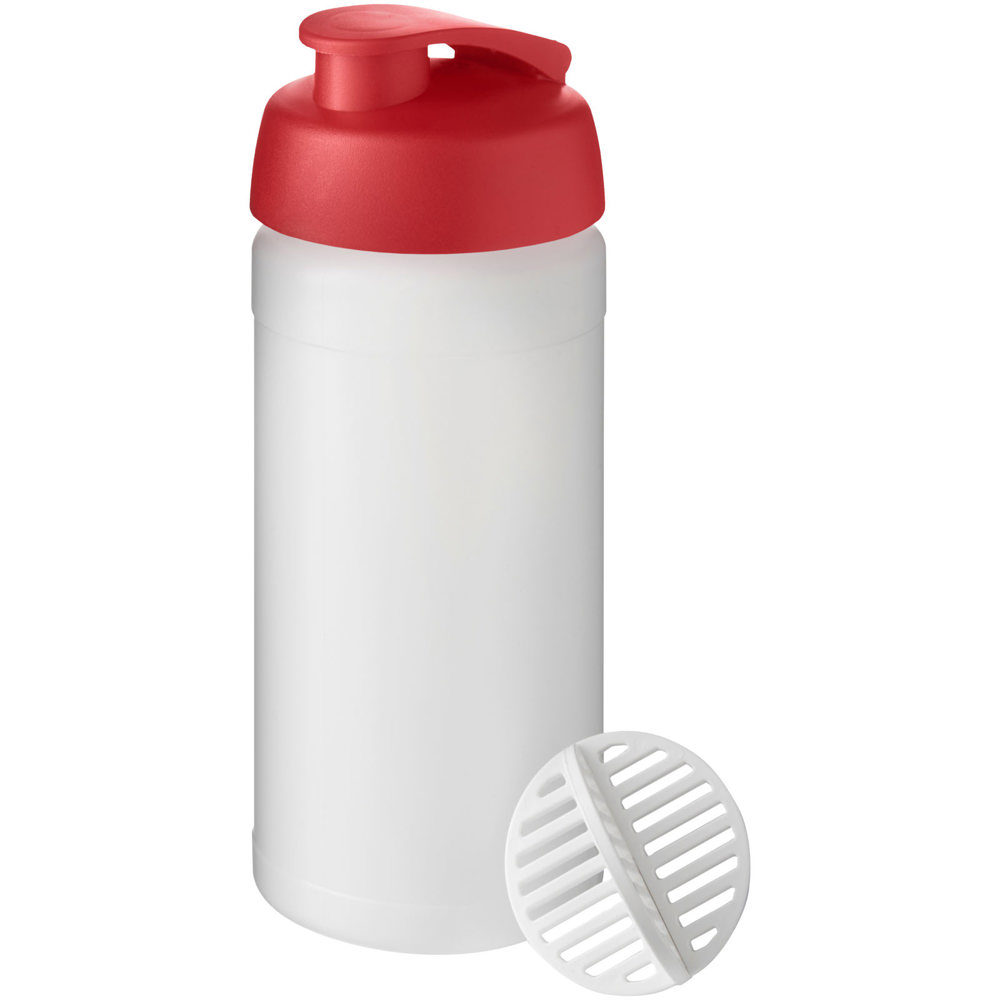 Baseline® Plus 500 ml sportfles met shaker bal - met logo of onbedrukt bestellen - Rood, Mat helder