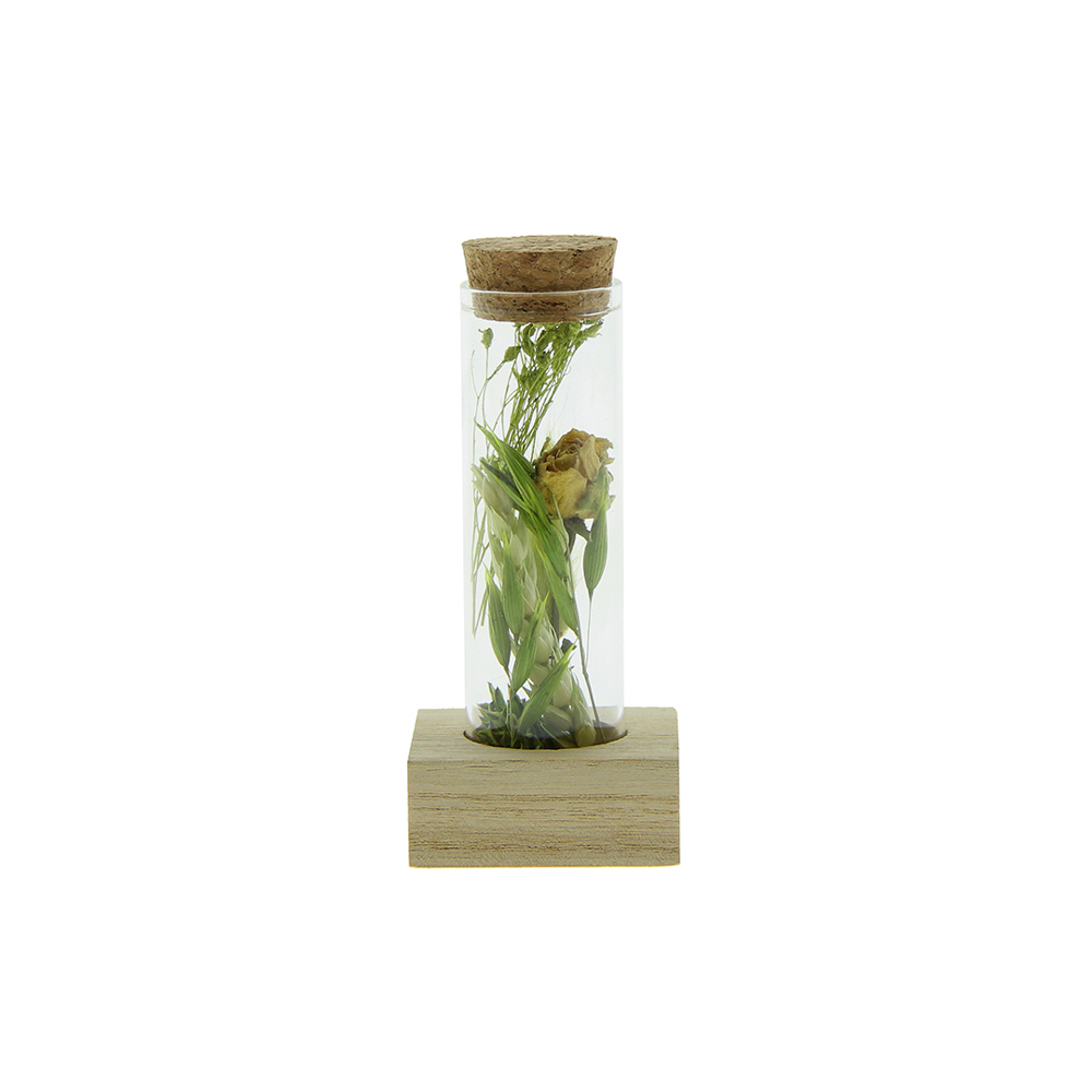Dried Flowers - Single tube & wood - voor bedrijven en relatiegeschenken - groen
