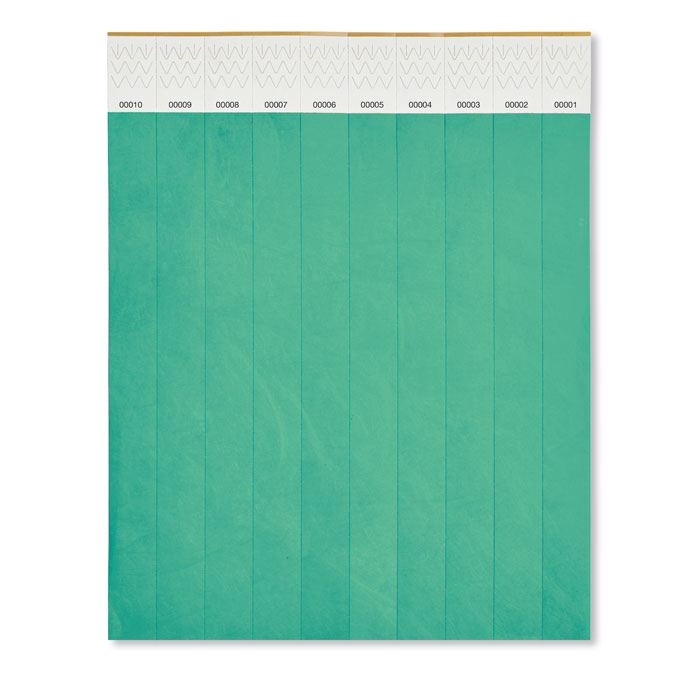 TYVEK - 1 Vel met 10 event armbandjes - voor bedrijven en relatiegeschenken - Turquoise